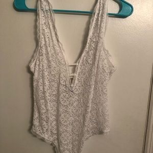 White lace free people onesie